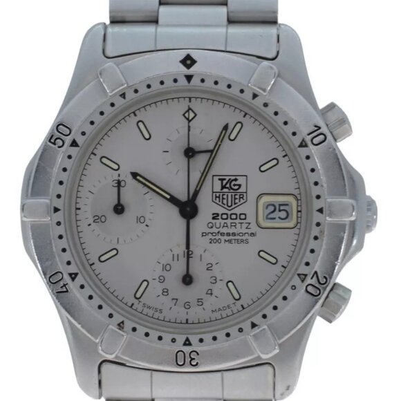 Vintage Men's Tag Heuer 38mm 2000 Series Chronograph Watch 262.206/1 Gray Dial! - Picture 1 of 10